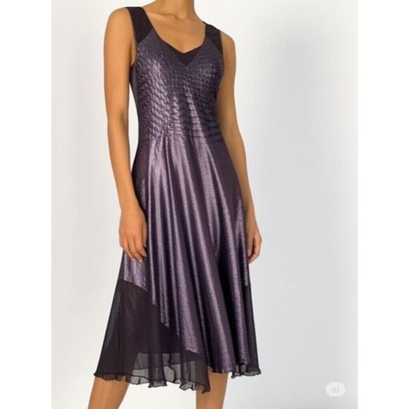 NWOT Komarov V Neck Midi Sleeveless Crinkle Dress size XL Purple - Picture 1 of 8